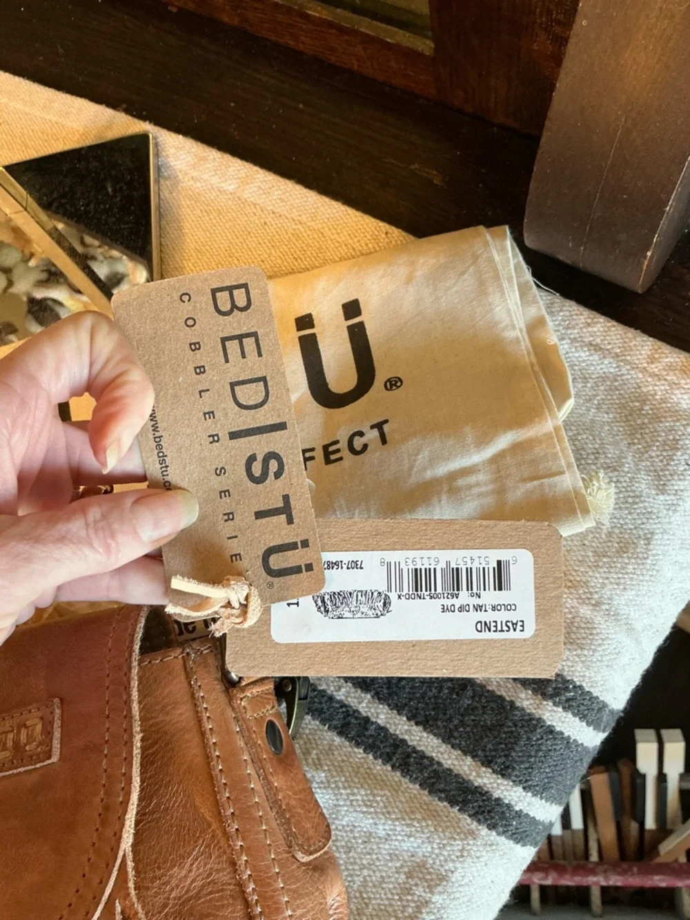 NWT Bed Stu Leather Eastend Fringe Crossbody Bag Tan Dip Dyed Retail $165